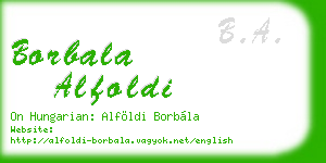 borbala alfoldi business card